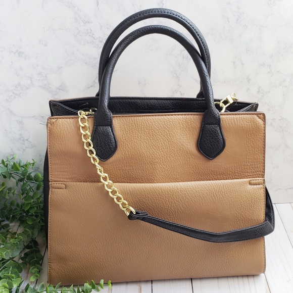 Olivia + Joy Handbags - Olivia + Joy Cognac Faux Leather Satchel